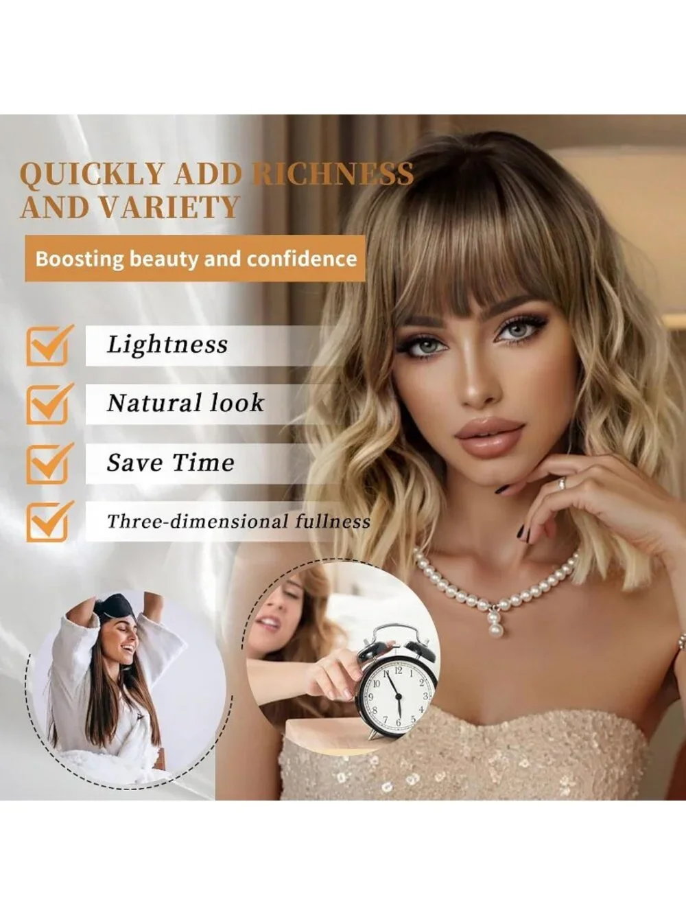 Women's Dark Blonde 14 Inch Heat Resistant Synthetic Fiber Shoulder Length Wigs